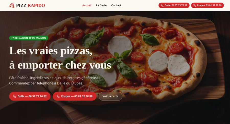 Capture du site Pizz Rapido