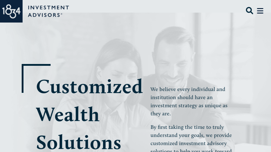 Screenshot of the 1834 Investment Advisors Co. website