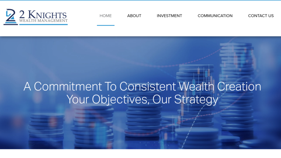 Screenshot of the 2 Knights Wealth Management, LLC website