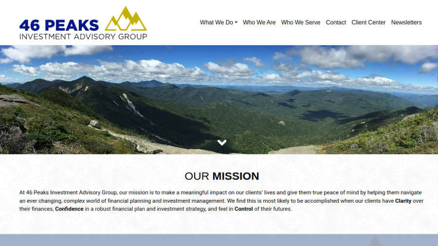 Screenshot of the 46 Peaks Investment Advisory Group website