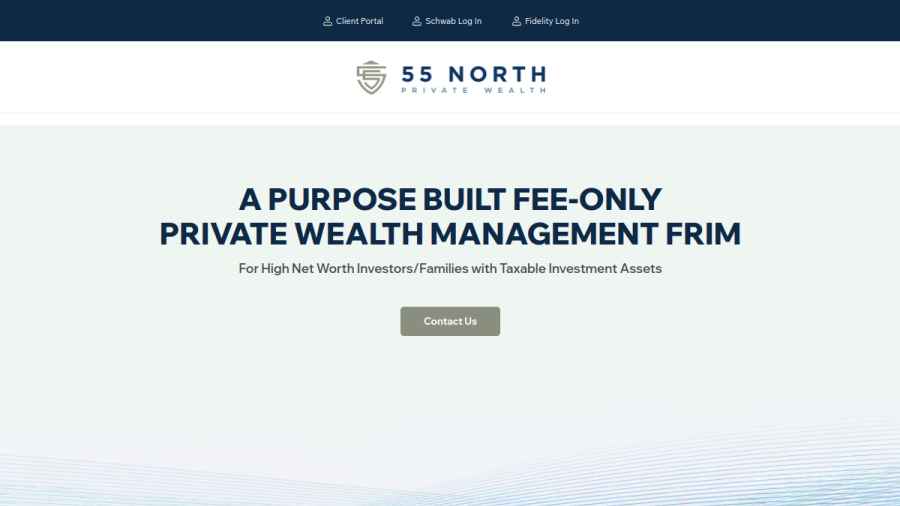 Screenshot of the 55 North Private Wealth website