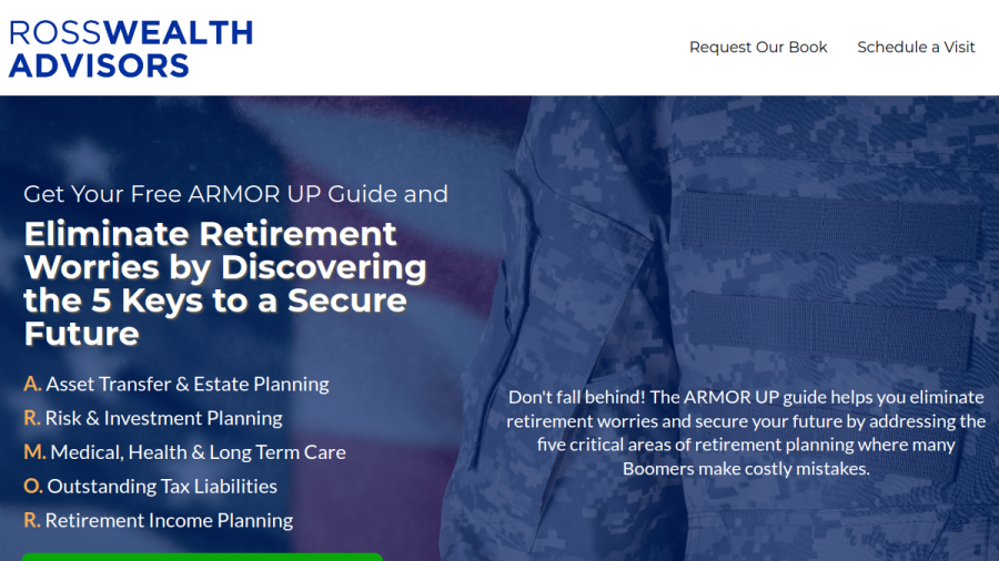 Screenshot of the Ross Wealth Advisors, LLC website
