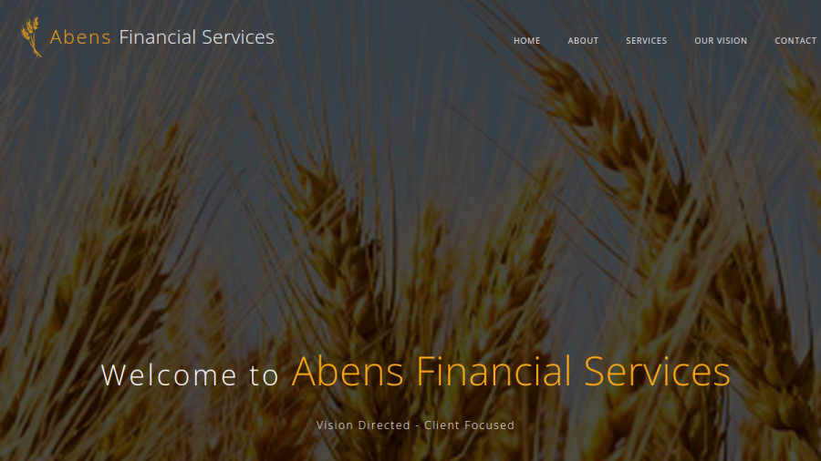 Screenshot of the Abens Financial Services INC website