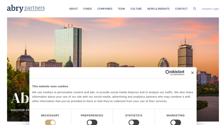 Screenshot of the Abry Partners, LLC website