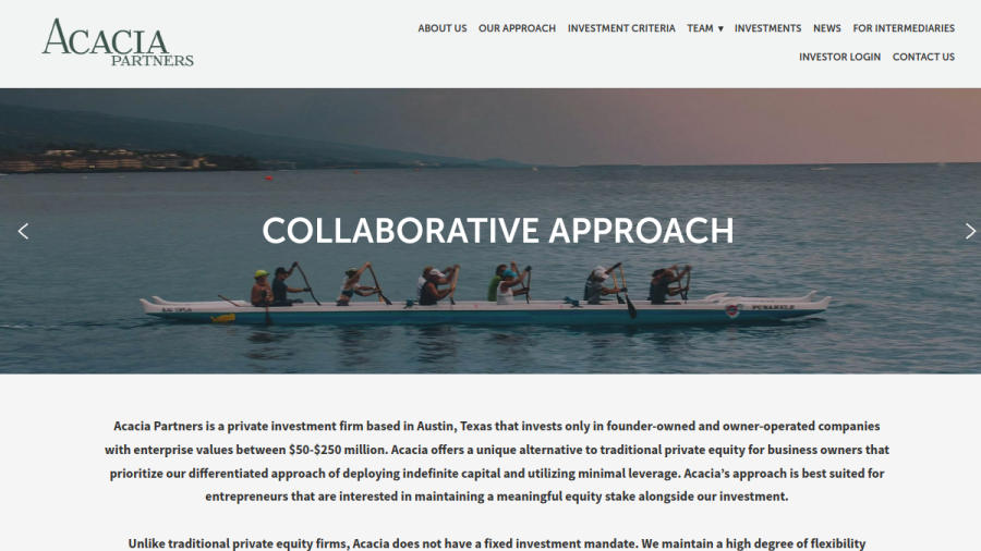 Screenshot of the Acacia Partners, LLC website