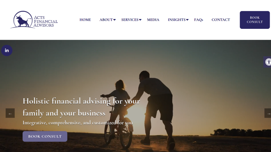 Screenshot of the Acts Financial Advisors website