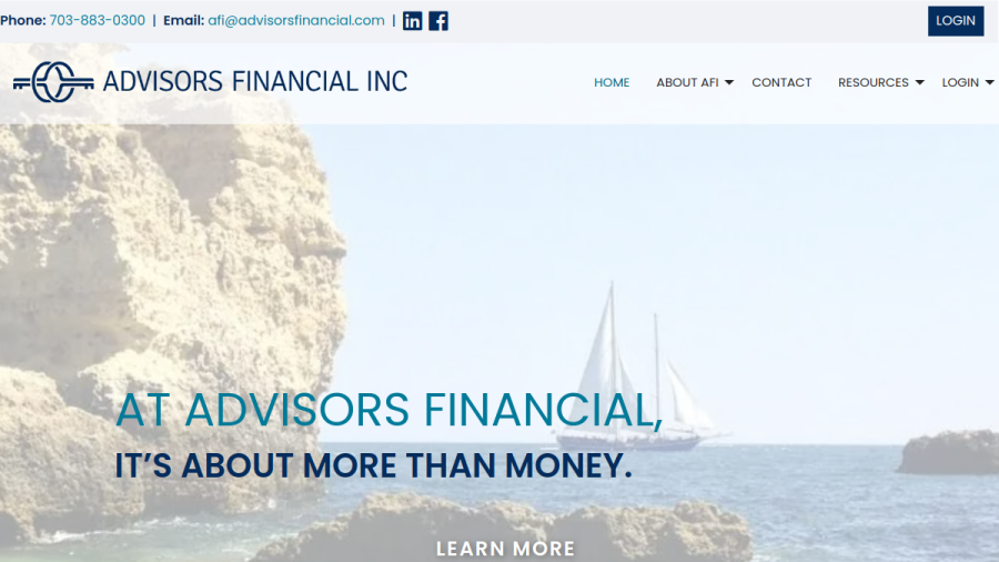 Screenshot of the Advisors Financial, INC. website