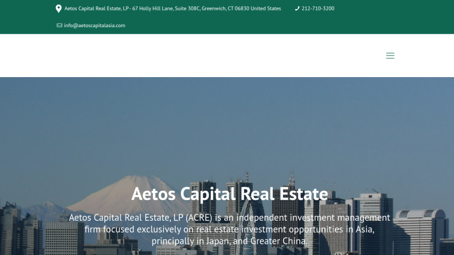 Screenshot of the Aetos Capital Real Estate website