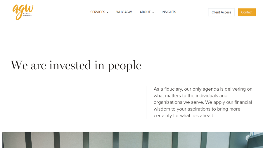 Screenshot of the Agw Capital Advisors website