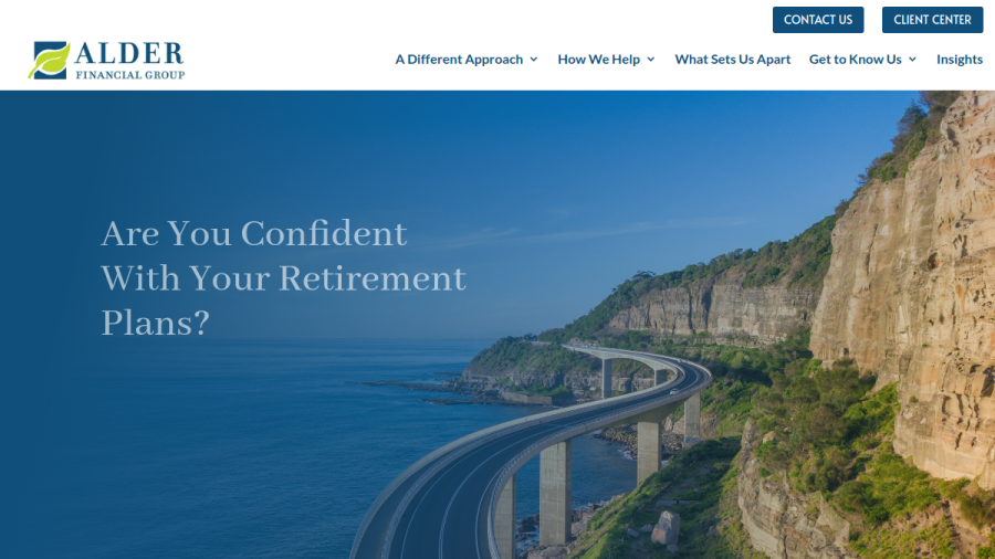 Screenshot of the Alder Financial Group INC website