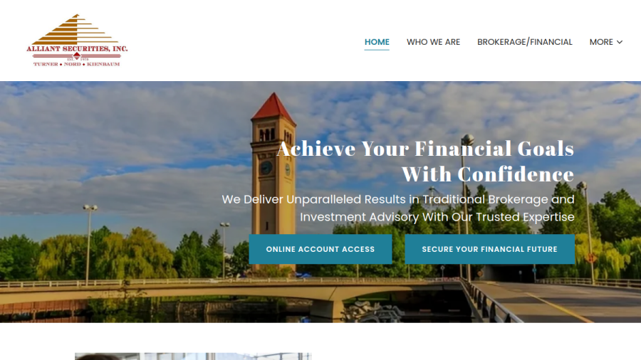 Screenshot of the Alliant Securities, INC. Turner, Nord, Kienbaum website