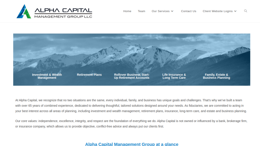 Screenshot of the Alpha Capital Management Group LLC website