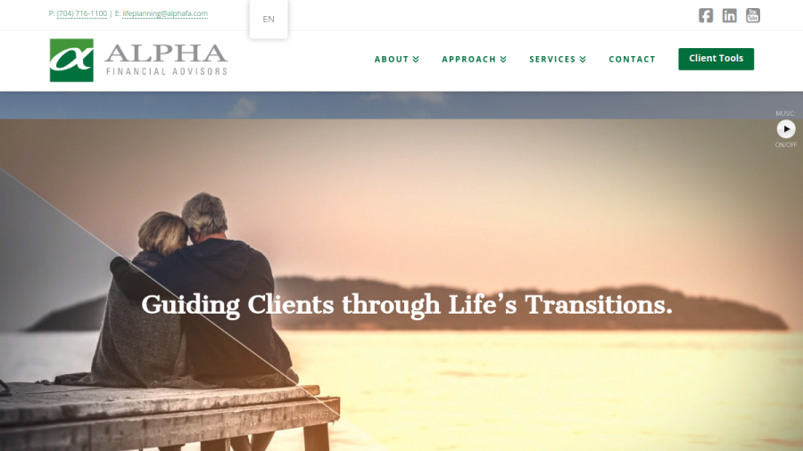 Screenshot of the Alpha Financial Advisors, LLC website