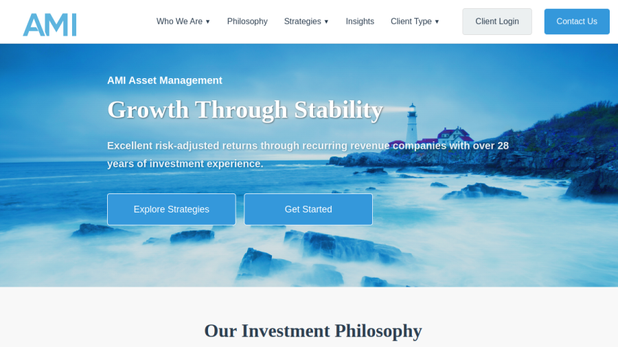 Screenshot of the Ami Asset Management Corp website