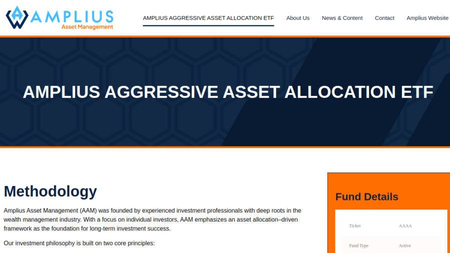 Screenshot of the Amplius Asset Management, LLC website