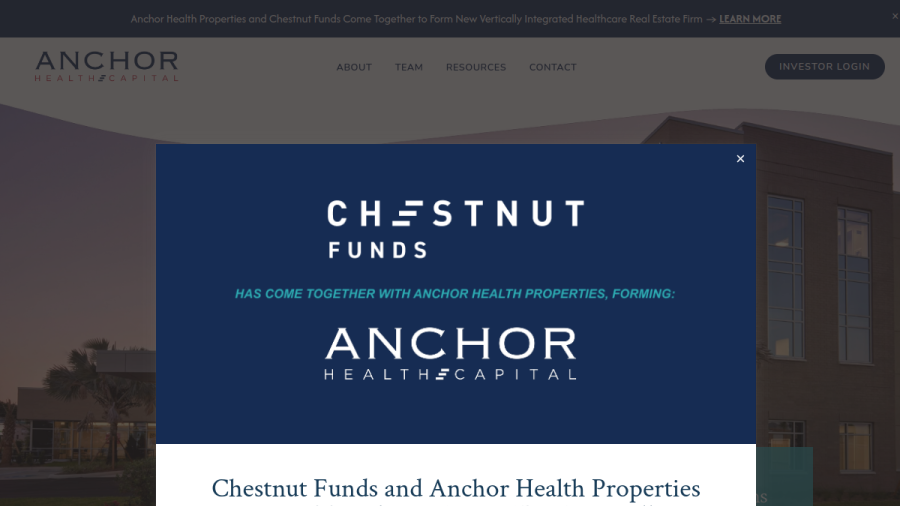 Screenshot of the Anchor Health Capital, LLC website