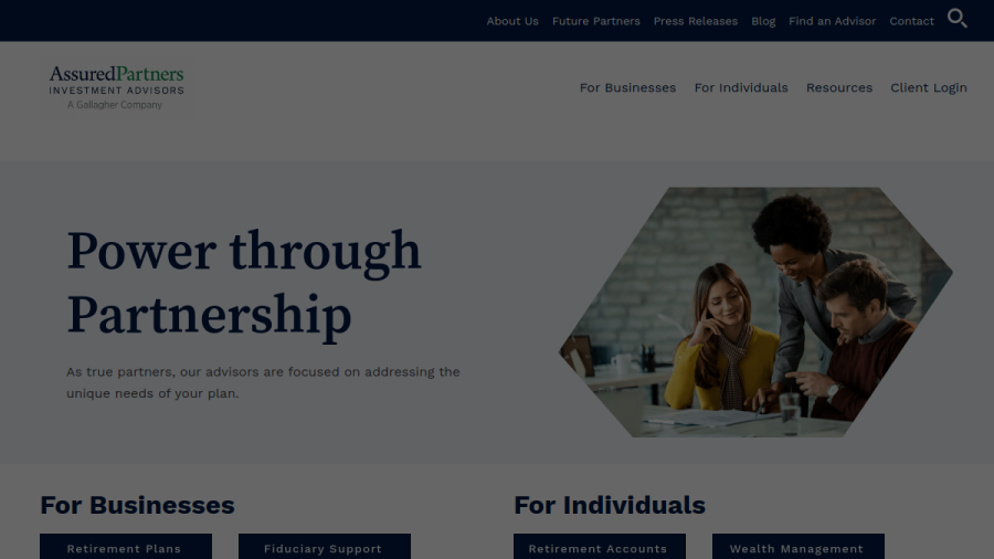 Screenshot of the Assuredpartners Investment Advisors website