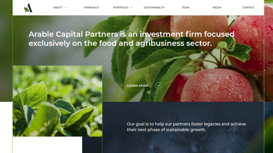 Screenshot of the Arable Capital Partners, LLC website