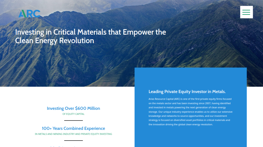 Screenshot of the Arias Resource Capital Management LP website