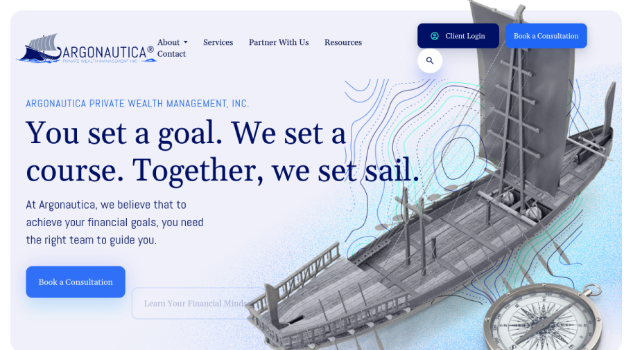 Screenshot of the Argonautica Private Wealth Management, INC website