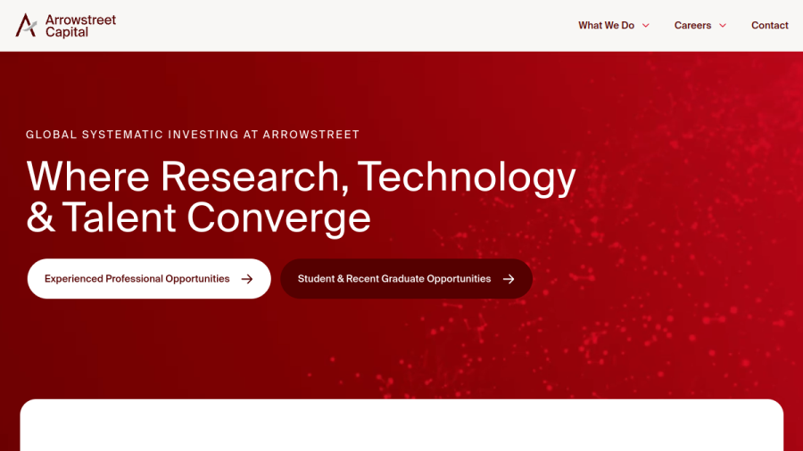 Screenshot of the Arrowstreet Capital, Limited Partnership website
