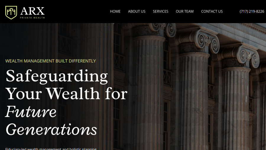 Screenshot of the Arx Private Wealth website