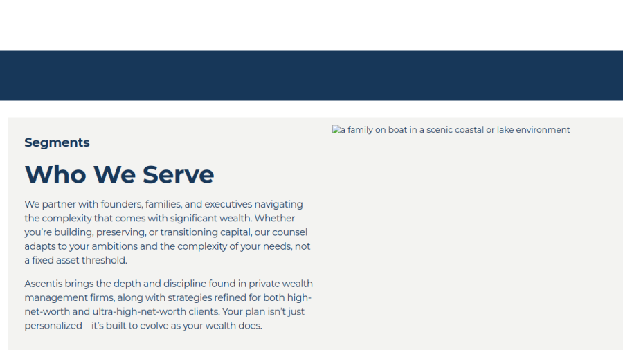Screenshot of the Ascentis Wealth Management, LLC website