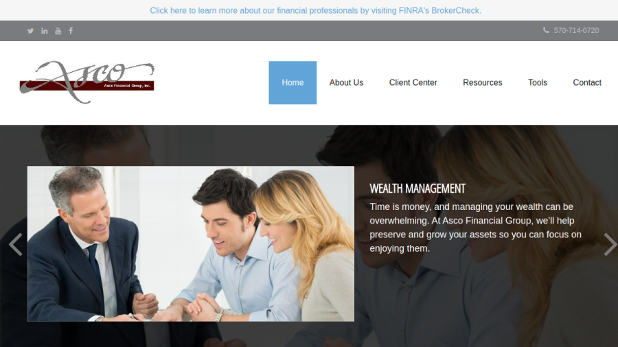 Screenshot of the Asco Financial Group, INC. website