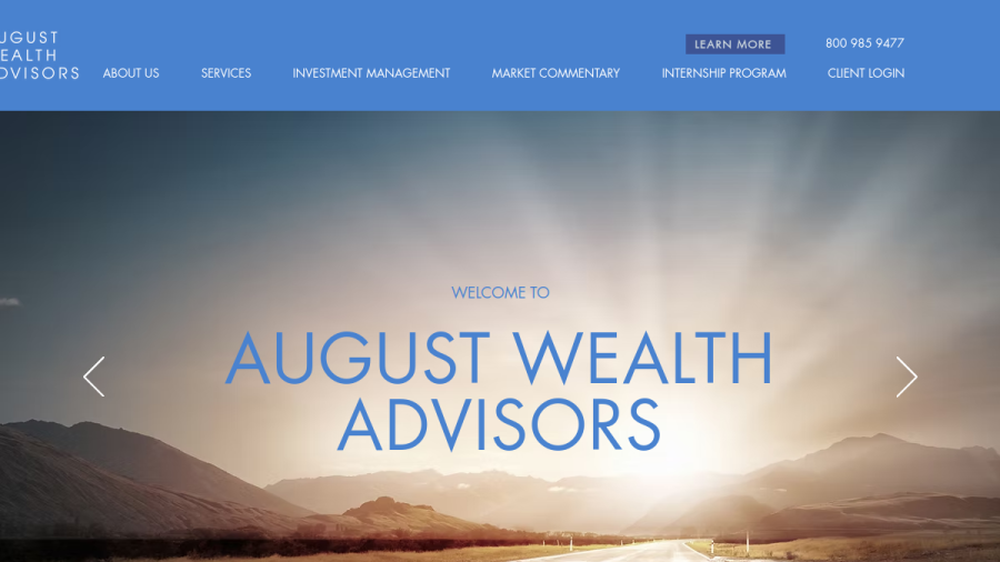 Screenshot of the August Wealth Advisors LLC website