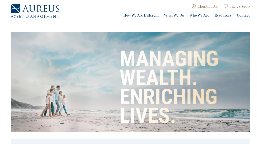 Screenshot of the Aureus Asset Management, LLC website