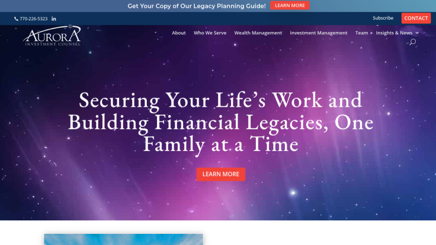 Screenshot of the Aurora Investment Counsel website