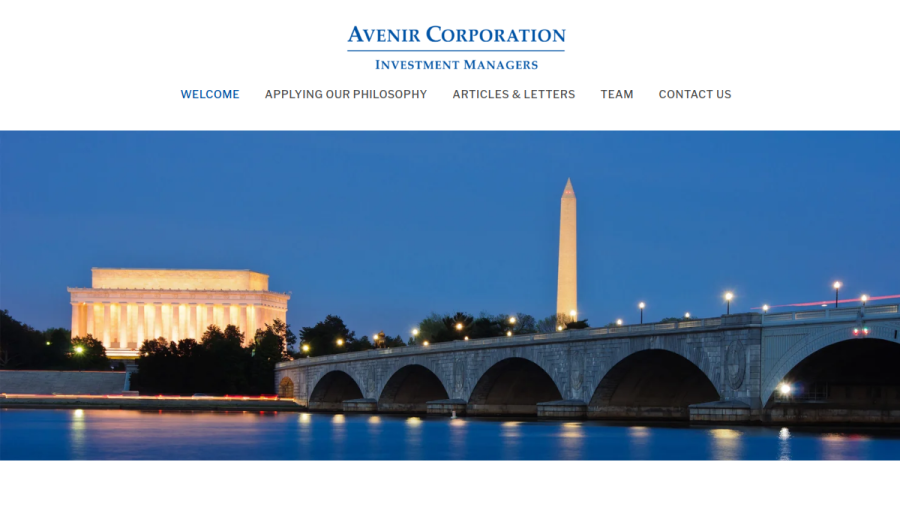 Screenshot of the Avenir Corporation website