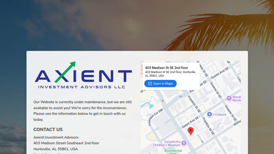 Screenshot of the Axient Investment Advisors LLC website