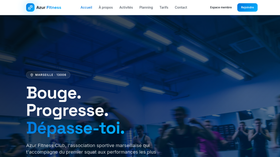 Site web créé pour Azur Fit Connect