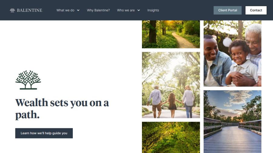 Screenshot of the Balentine website