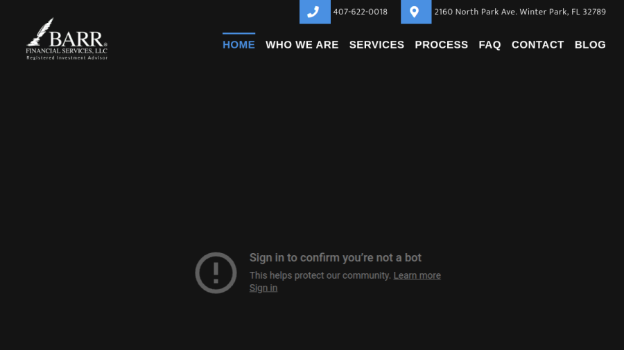 Screenshot of the Barr Financial Services, LLC website