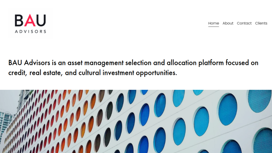 Screenshot of the Bau Advisors website