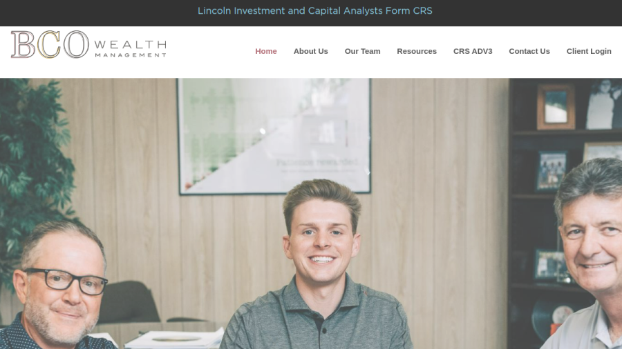 Screenshot of the Bco Wealth Management, LLC website