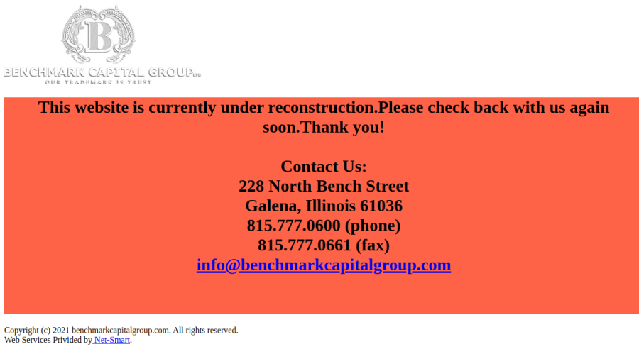 Screenshot of the Benchmark Capital Group Ltd. website