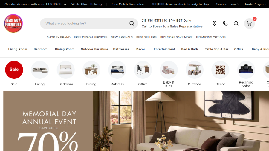 Best Buy Furniture website built by One Tap Media