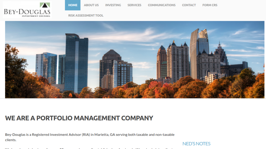 Screenshot of the Bey-Douglas, LLC Investment Counsel website