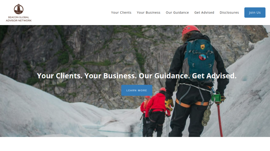 Screenshot of the Beacon Global Advisor Network, LLC website