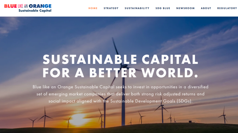 Screenshot of the Blue Like An Orange Sustainable Capital website