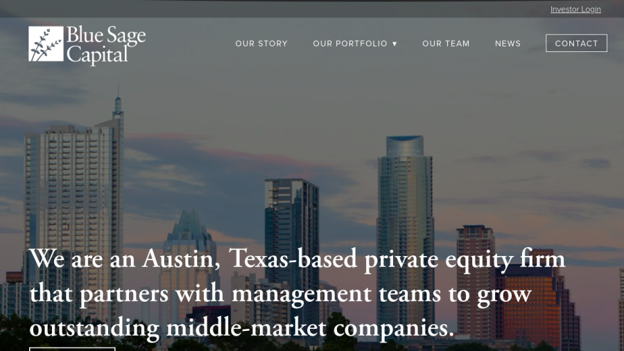 Screenshot of the Blue Sage Capital website
