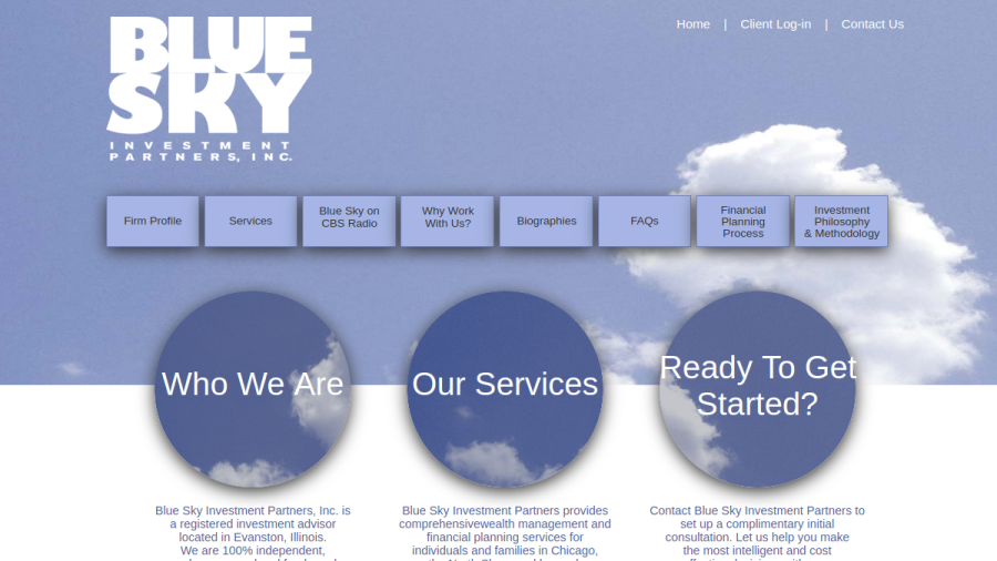Screenshot of the Blue Sky Investment Partners, INC. website