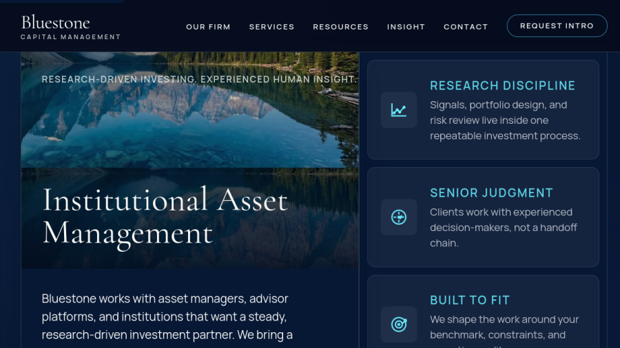 Screenshot of the Bluestone Capital Management, LLC website