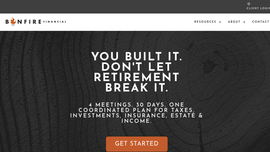 Screenshot of the Bonfire Financial, LLC website