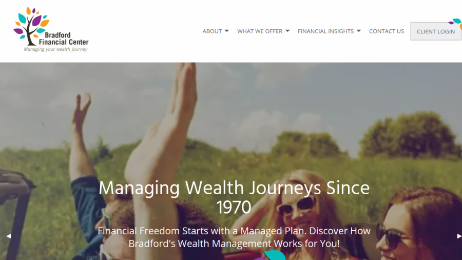 Screenshot of the Bradford Financial Center website