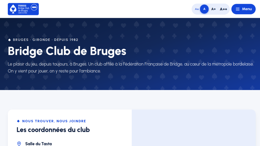 Site web créé pour Bridge Club Bruges