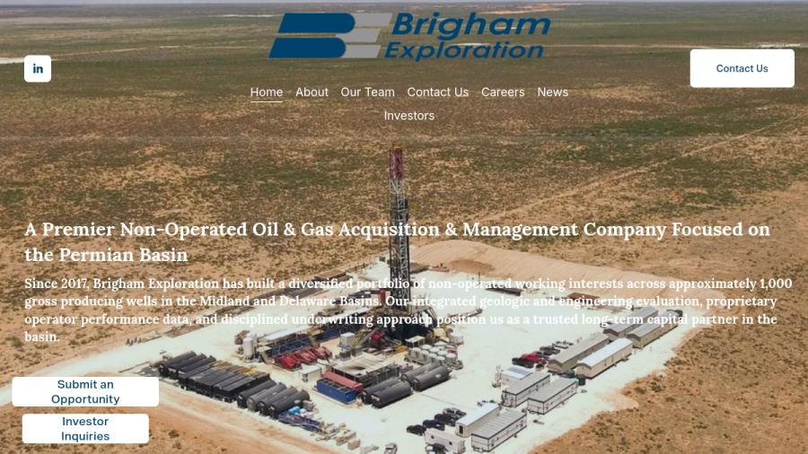 Screenshot of the Brigham Management, LLC website